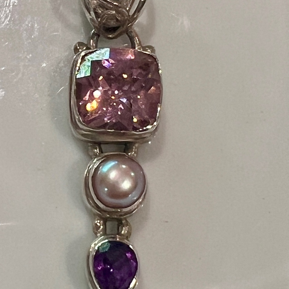 Boutique Super Silver Monterey 925 Sterling Purple Stone Pendant - Picture 7 of 8